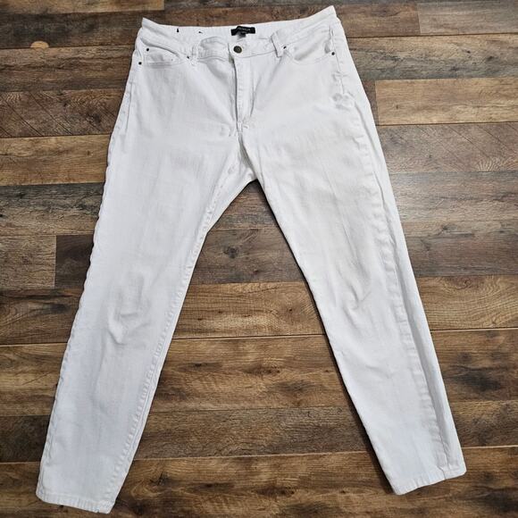 Ann Taylor White Denim Jeans Womens 12 High Rise The Skinny Ankle Curvy Fit - Picture 4 of 16